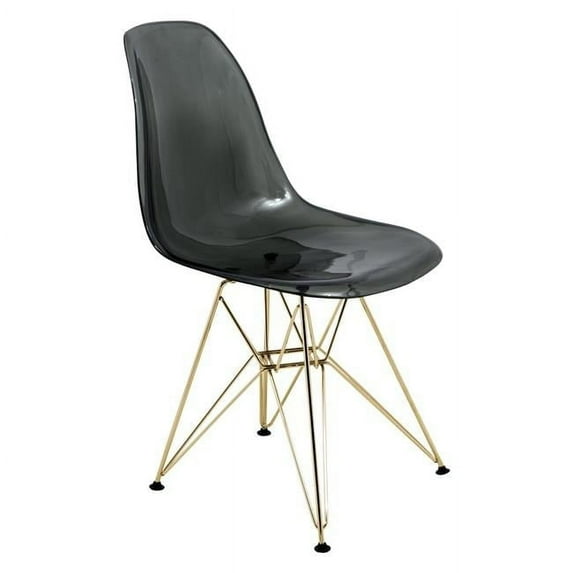 32 x 18.40 x 17 in. Cresco Molded Eiffel Side Chair with Gold Base, Transparent Black