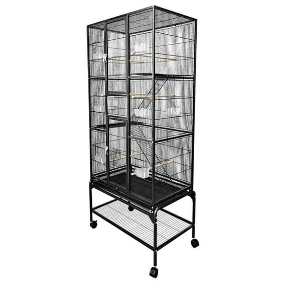 32 x 18 in. Multi-Level Flight Cage with Ladders, Black