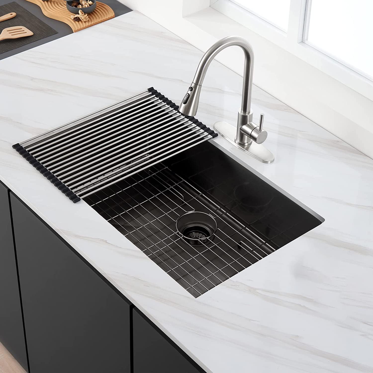 32-Inch Undermount Single Bowl Kitchen Sink - Stainless Steel, Nano Coating, Workstation Design With Accessories
