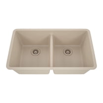 32" x 19" Quartz Kitchen Sink, 50/50 Double Bowl Sink, Drop-in Sink, Undermount Sink, Granite Kitchen Sink, Beige Kitchen Sink, Lexicon Platinum LP-5050-B-SO