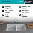 thumbnail image 1 of 32" x 19" Quartz Kitchen Sink, 50/50 Double Bowl Sink, Drop-in Sink, Undermount Sink, Granite Kitchen Sink, White Kitchen Sink, Lexicon Platinum LP-5050-W-SO, 1 of 3
