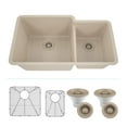 thumbnail image 1 of 32" x 19" Quartz Kitchen Sink, Double Bowl Sink, Drop-in Sink, Undermount Sink, Granite Kitchen Sink, Galaxy Beige Kitchen Sink, with Steel Grid, Basket Strainer and Flange Lexicon Platinum LP-4060-B, 1 of 10