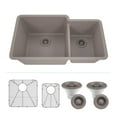 thumbnail image 1 of 32" x 19" Quartz Kitchen Sink, 40/60 Double Bowl Kitchen Sinks, Drop-in Sink,Undermount Sink, Galaxy Concrete Kitchen Sink, Double Sink Kitchen, Grids, Strainer and Flange, Lexicon Platinum LP-4060-C, 1 of 11