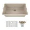thumbnail image 1 of 32" x 19" Quartz Kitchen Sink, Single Bowl Sink, Drop-in Sink, Undermount Sink, Granite Kitchen Sink,Galaxy Beige Kitchen Sink, with Steel Grid, Basket Strainer and Flange Lexicon Platinum LP-1000, 1 of 7