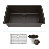 32" x 19" Quartz Kitchen Sink, Single Bowl Sink, Drop-in Sink, Undermount Sink, Granite Kitchen Sink, Galaxy Mocha Kitchen Sink, with Steel Grid, Basket Strainer and Flange Lexicon Platinum LP-1000