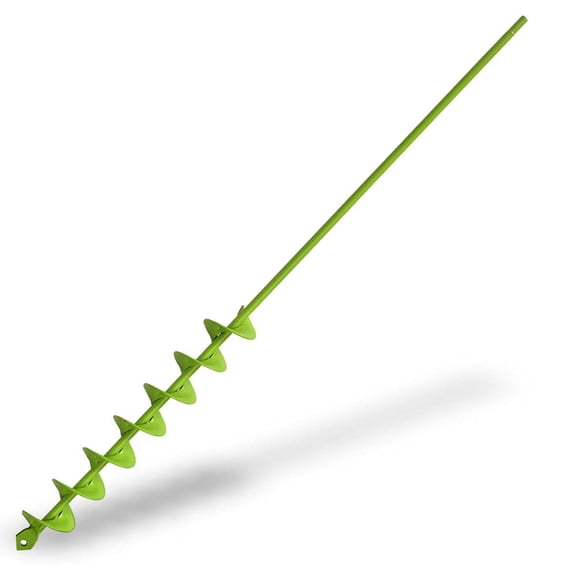 32" x 2" Upgraded Elongated Auger Drill Bit- No Need to Squat Post Hole Digger,100% Solid Barrel Extended Length Intensive Blades Heavy Duty Green Auger Drill Bit for Planting for 3/8" Hex Drive Dril