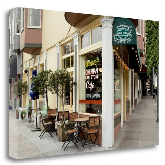 32" x 21" Mario's Cigar Store - 136 by Alan Blaustein Canvas Fabric Multi-Color