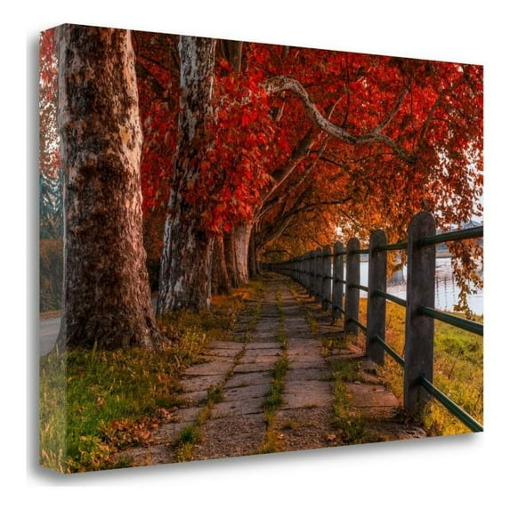 32" x 21" Walk by The River - Print On Gallery Wrap Canvas Fabric Multi-Color