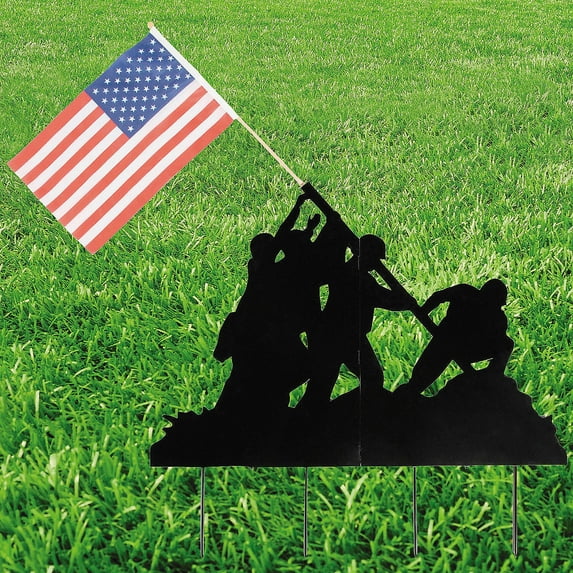 32" x 22" Patriotic Flag & Raiser Silhouette Yard Sign Set