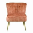 thumbnail image 1 of 32 x 26 x 30 in. Burnt Orange Velvet & Brown Solid Color Slipper Chair, 1 of 1