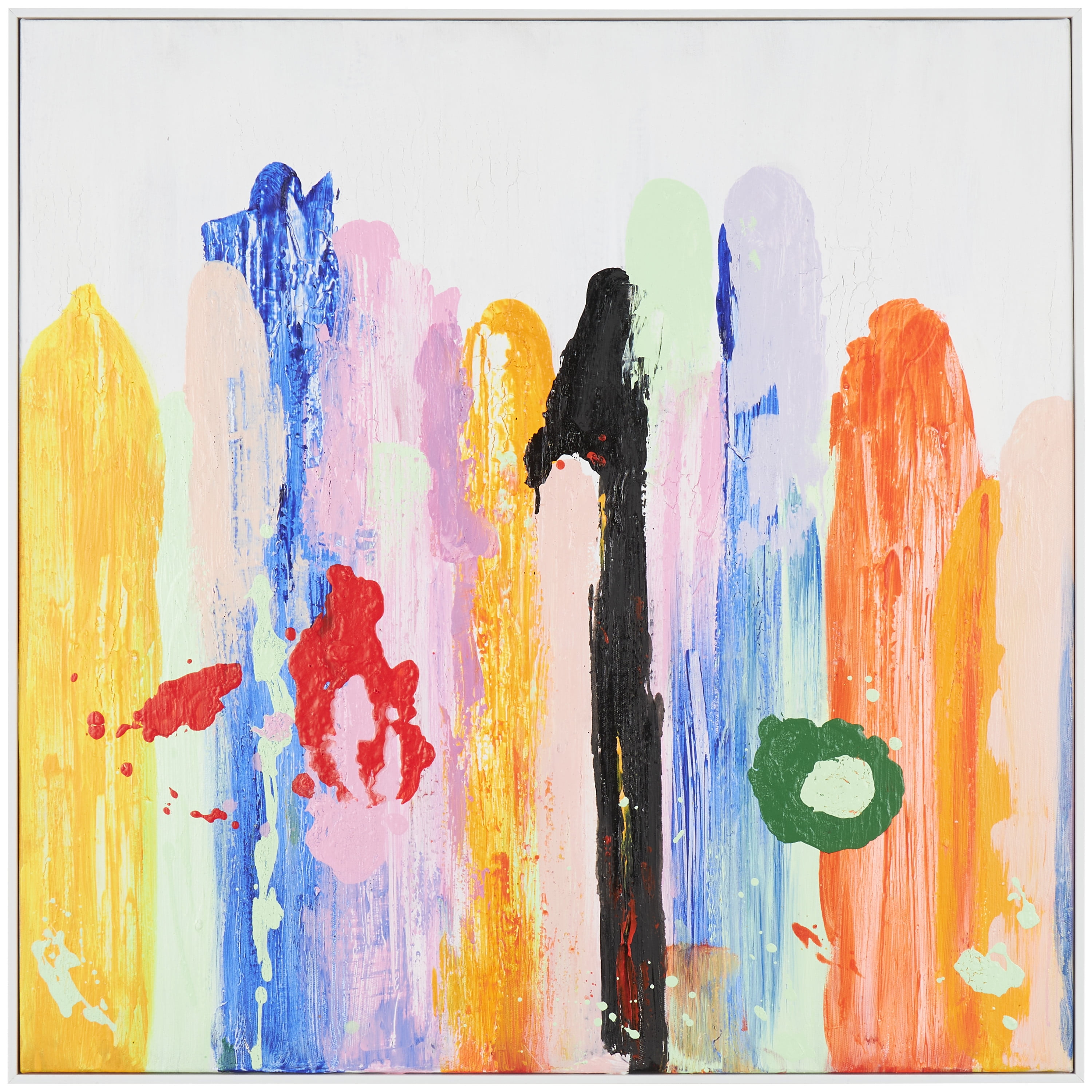 32" x 32" Paint Stroke Unframed Abstract Wall Art with White Frame, by DecMode