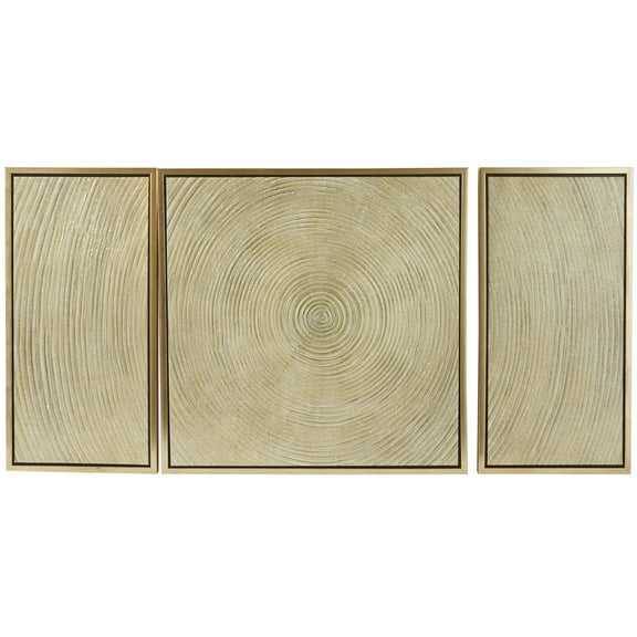 32" x 32" Ripple Starburst Framed Wall Art with Gold Frame, by DecMode (3 Count)