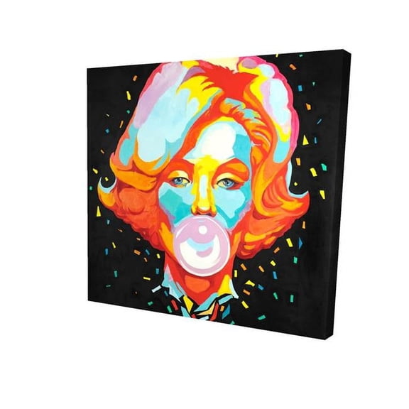 32 x 32 in. Colorful Marilyne Monroe Bubblegum-Print on Canvas