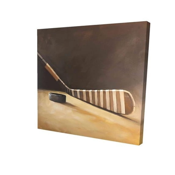 32 x 32 in. Stick & Hockey Puck-Print on Canvas