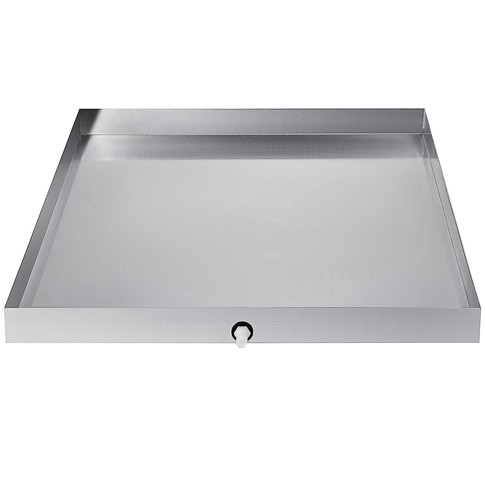 32 x 32 x 2.5 Inch 18 GA 304 Stainless Steel Heavy Duty Washing Machine Drip Tray with Drain Hole and Hose Connector