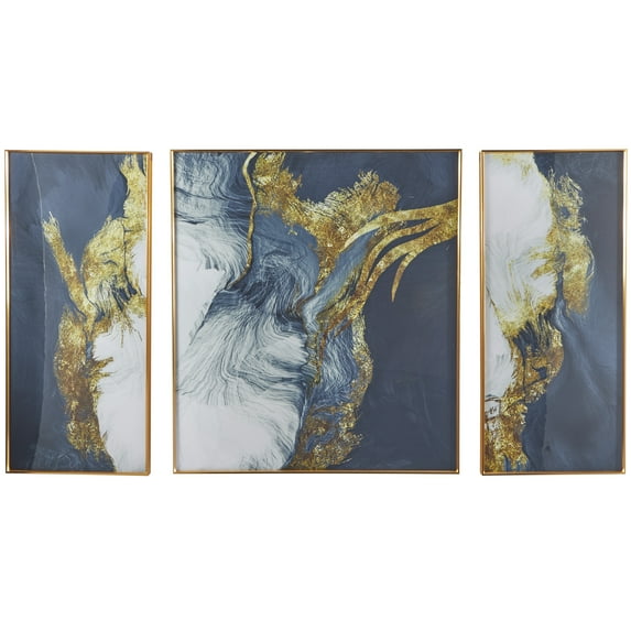 32" x 36" Abstract Framed Wall Art with Gold Aluminum Frame, by CosmoLiving by Cosmopolitan (3 Count)