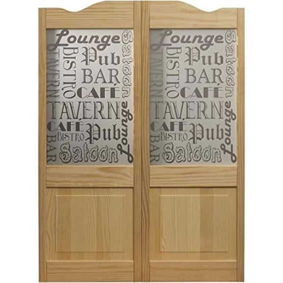 32 x 42 in. Full Glass Tavern Louvered Cafe Door, Unfinished Pine