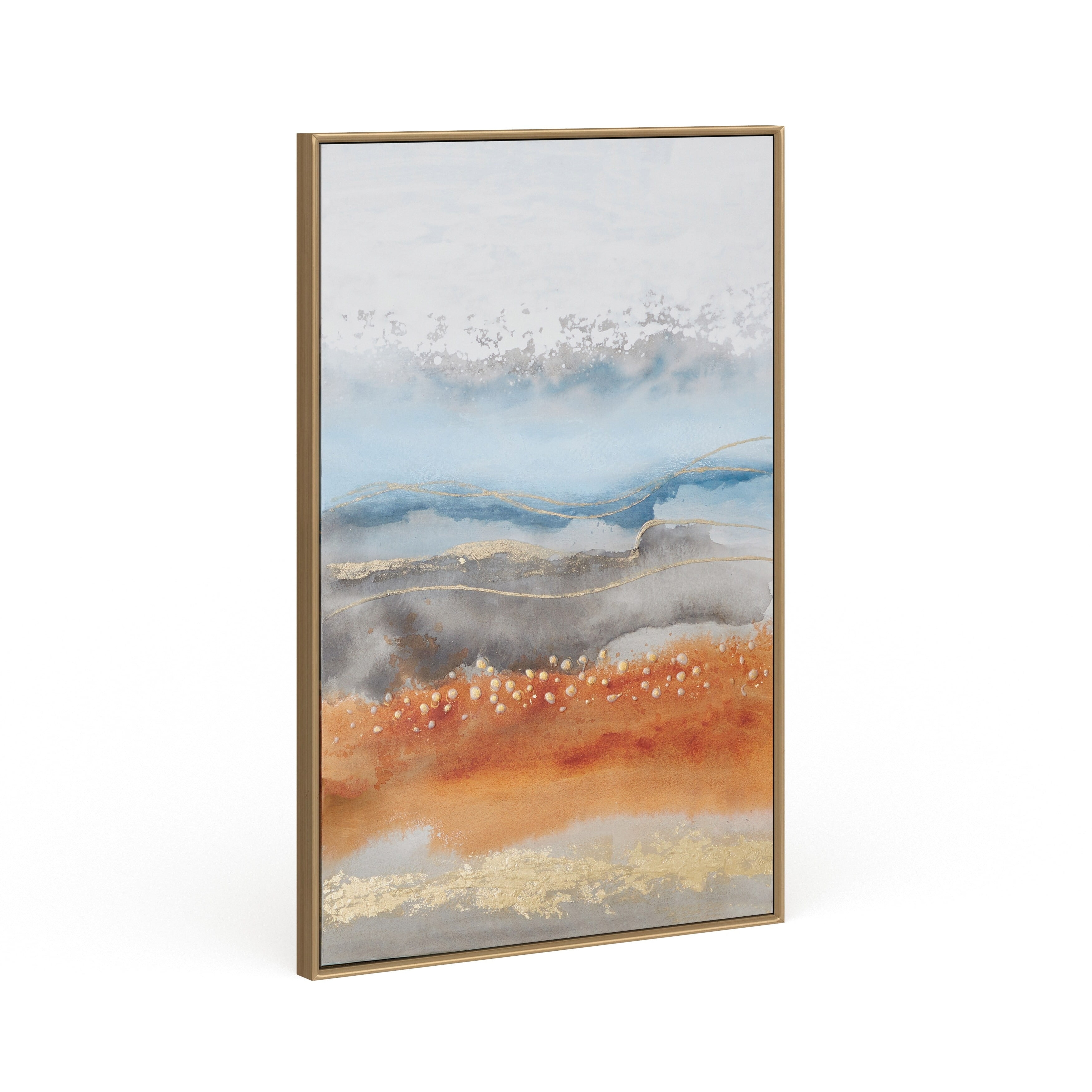 32" x 47" Abstract Framed Wall Art with Gold Frame, by DecMode