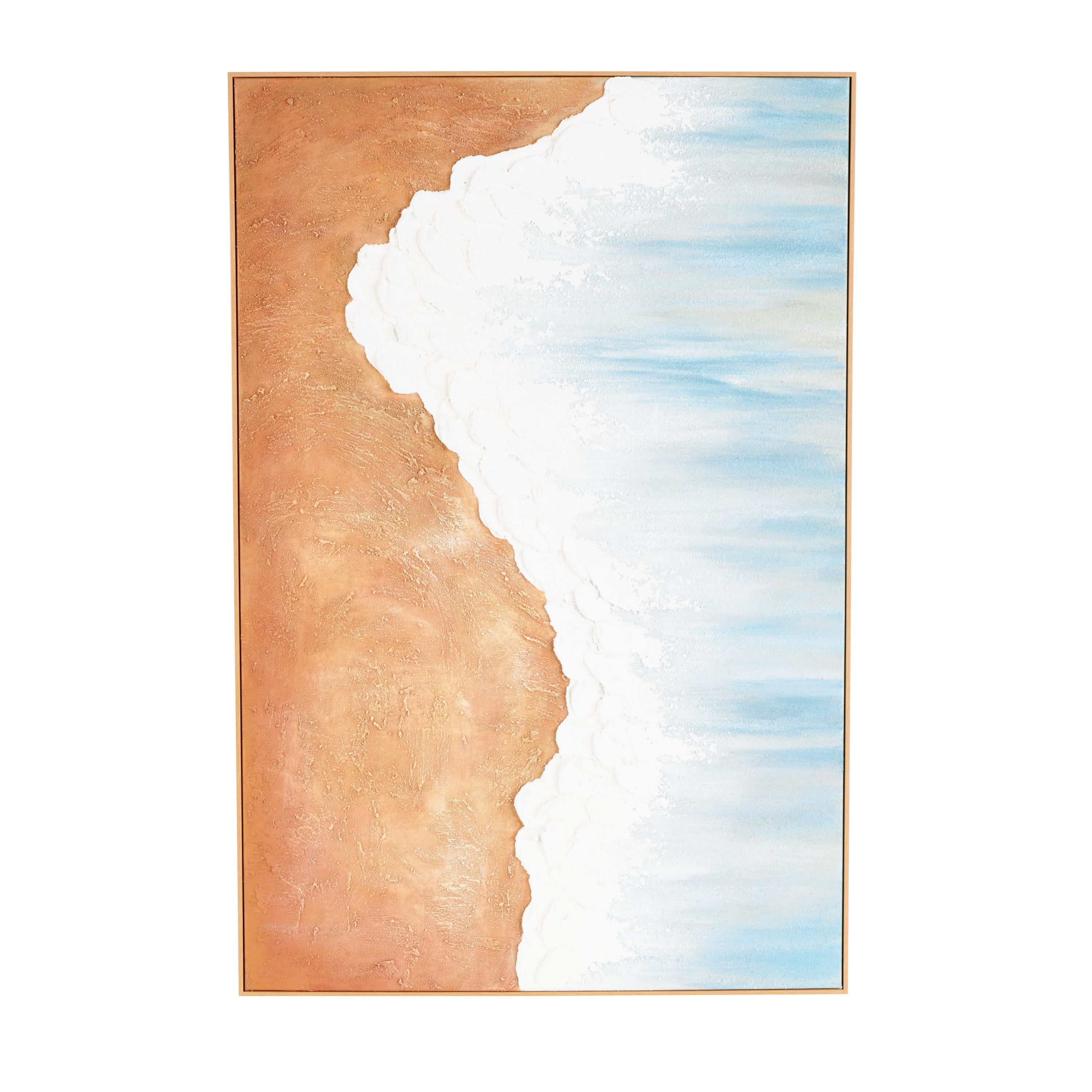 32" x 47" Abstract Ocean Wave Landscape Framed Wall Art, by DecMode
