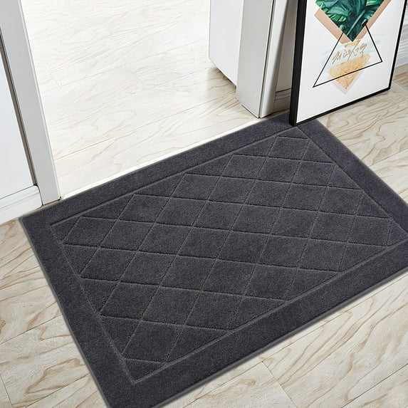 FloorHug 32" x 48" Non-Slip Door Mat, Machine Washable Entryway Rug,Indoor Dog Door Mat, Stain Resistant and Absorbent Welcome Mats for Front Back Door, Dark Grey