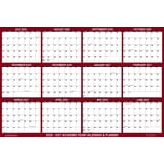 32" x 48" SwiftGlimpse 2020-2021 Academic Wall Calendar Dry Erase Erasable, Jumbo, June - July Yearly Planner Maroon