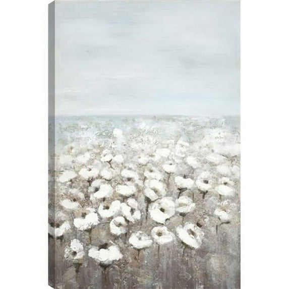 32 x 48 in. White Blossom Field of Flowers Oil Painting