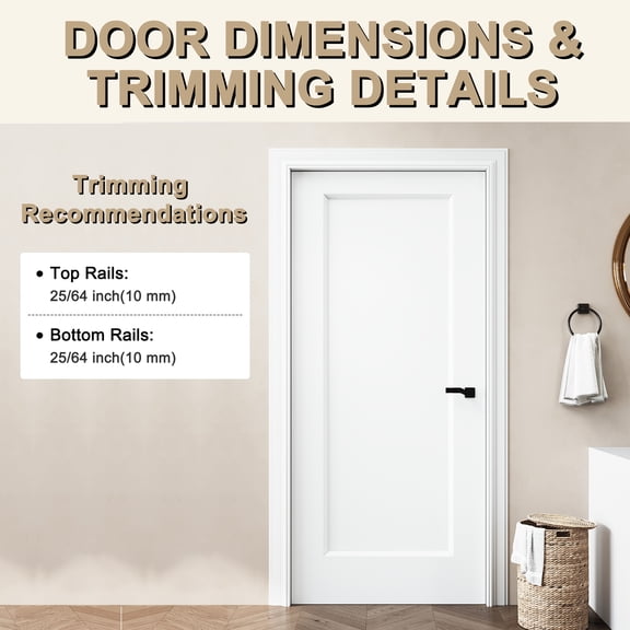 32" x 80" Primed Slab Door 5-Paneled Solid Core Wood Standard Door Without Hardware Kit