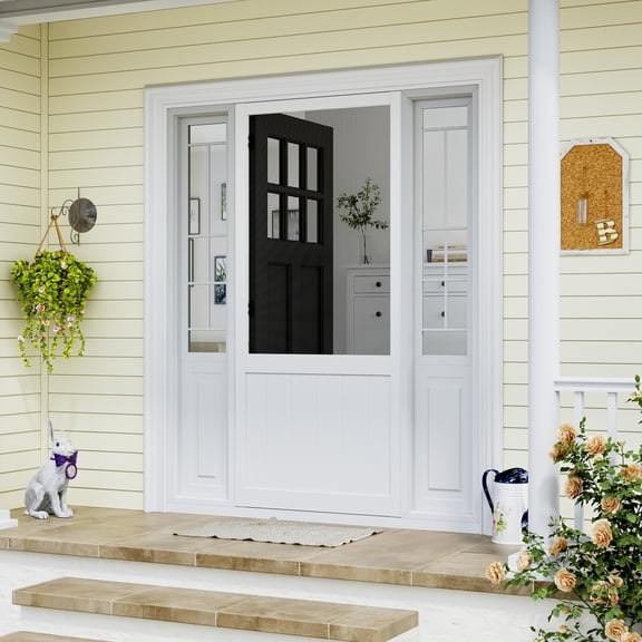 32" x 80" Screen Door Exterior Door Front Door Pine Wood Paintable Anti Insect Animal Kid Friendly Slab Door Only