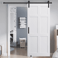 thumbnail image 1 of 32" x 80" Six Paneled Real Primed Door Slab & 6.6FT Barn Door Sliding Hardware & Adjustable Floor Guider & Pull Handle, DIY Unfinished Paneled Door, Modern Interior Barn Door, Water-proof B5A0558, 1 of 9