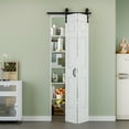 thumbnail image 1 of 32'' x 84'' Molded Bifold Barn Doors and Hardware Included, White Smooth Paintable Pre-assembled Solid Core Panels & Bi-fold Barn Door Hardware Kit, 6 Panel Design-Fit Max Opening 30in x 84in, 1 of 9