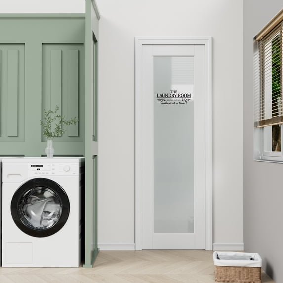 28" x 80" Interior Laundry Frosted Glass Door Slab Solid Manufactured Wood Prime Standard Door Without Hardware Kit