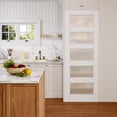 thumbnail image 1 of 32" x 96" White Primed Pantry Slab Door 5-Lite Frosted Glass Solid Manufacture Wood French Standard Door, 1 of 8