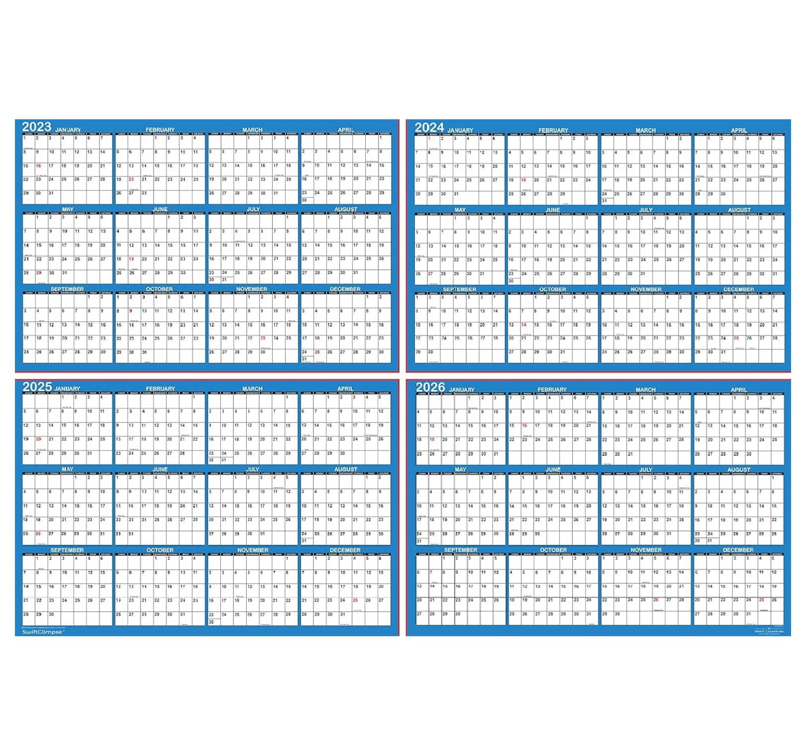 32" x " SwiftGlimpse 2023 2024 2025 2026 Quick Reference Wall Calendar Swiftglimpse 2025 Wall Calendar Walmart