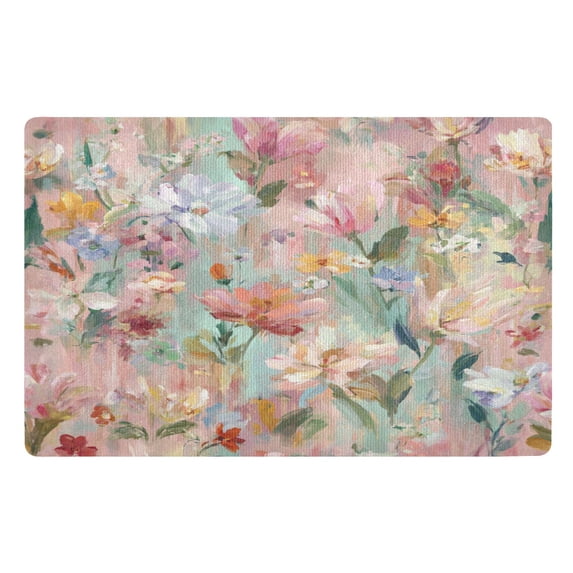 32"x20" Door Mat Mat Absorbent & Non-Slip Entryway Rug Washable Floor Mat Abstract Pink Floral Pattern