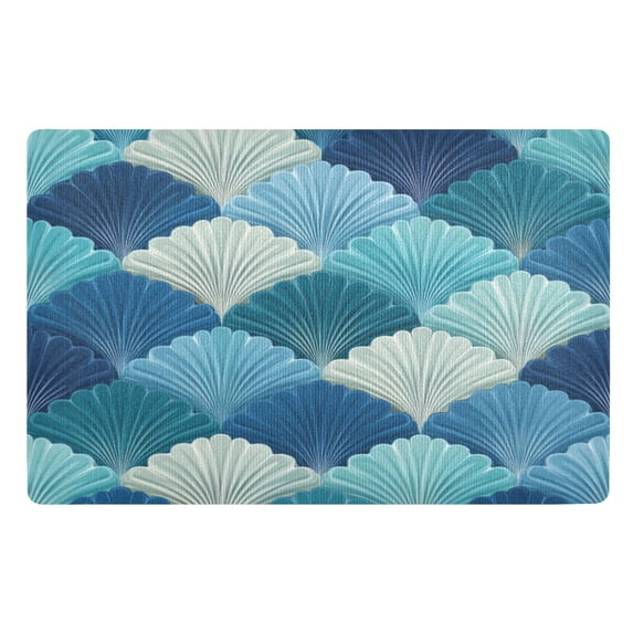 32"x20" Door Mat Mat Absorbent & Non-Slip Entryway Rug Washable Floor Mat Blue Fan-shaped Shapes