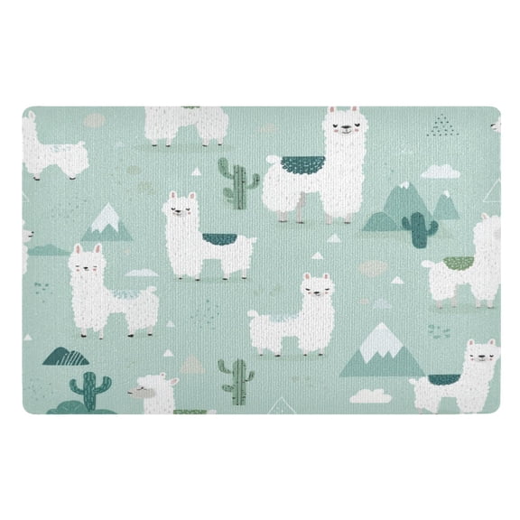 32"x20" Door Mat Mat Absorbent & Non-Slip Entryway Rug Washable Floor Mat Cute Cartoon Llama Pattern