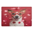 thumbnail image 1 of 32"x20" Door Mat Mat Absorbent & Non-Slip Entryway Rug Washable Floor Mat Dog with Heart-shaped Glasses, 1 of 8