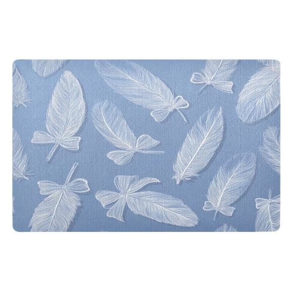 32"x20" Door Mat Mat Absorbent & Non-Slip Entryway Rug Washable Floor Mat Exquisite White Feathers