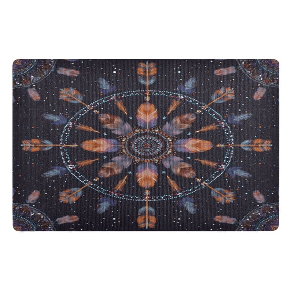 32"x20" Door Mat Mat Absorbent & Non-Slip Entryway Rug Washable Floor Mat Feathers and Beads Pattern
