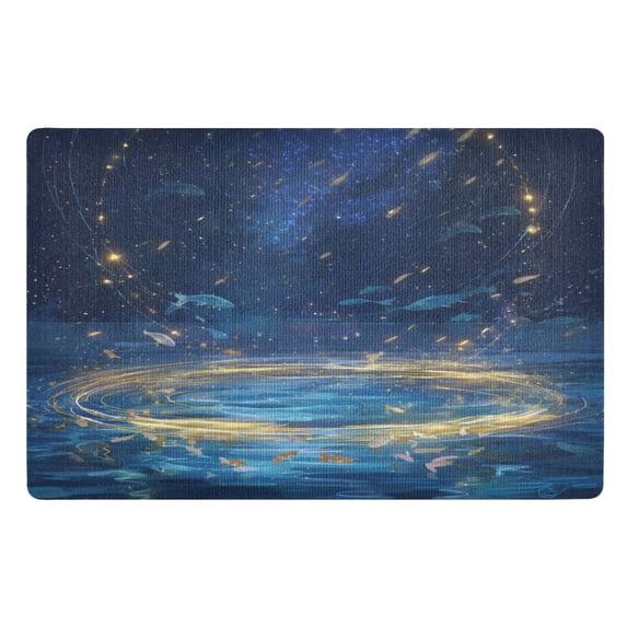 32"x20" Door Mat Mat Absorbent & Non-Slip Entryway Rug Washable Floor Mat Magical Night Sky with Fish