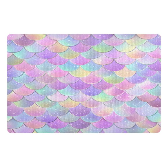 32"x20" Door Mat Mat Absorbent & Non-Slip Entryway Rug Washable Floor Mat Mermaid Scale Pattern