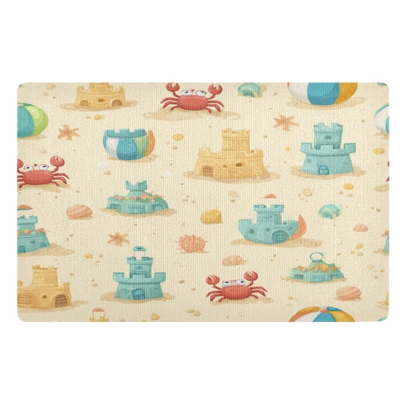 32"x20" Door Mat Mat Absorbent & Non-Slip Entryway Rug Washable Floor Mat Sandcastles and Crabs Pattern