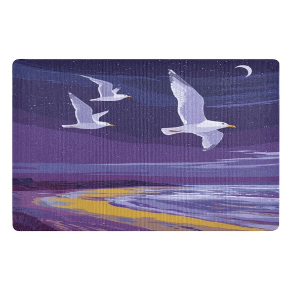 32"x20" Door Mat Mat Absorbent & Non-Slip Entryway Rug Washable Floor Mat Seagulls and The Beach