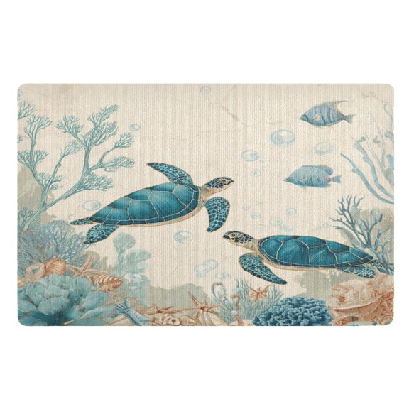32"x20" Door Mat Mat Absorbent & Non-Slip Entryway Rug Washable Floor Mat Underwater Scene Featuring
