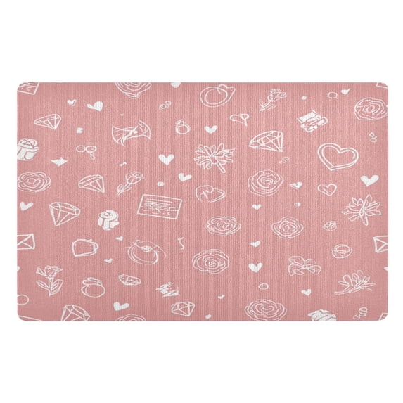 32"x20" Door Mat Mat Absorbent & Non-Slip Entryway Rug Washable Floor Mat Valentine's Day Symbol Pattern