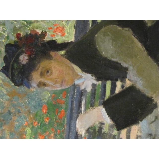 32"x24" Fine Art Quality Poster :: Camille Monet on a Garden Bench ...