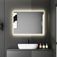 thumbnail image 1 of 32" x 24" LED Bathroom Mirror Bright Backlight, 5 Mins Defog, Full HD Reflected Wall Mounted Vanity Mirror, 3 Colors Stepless Dimmable, CRI90+, Memory Function, Anti-Fog, 1 of 6