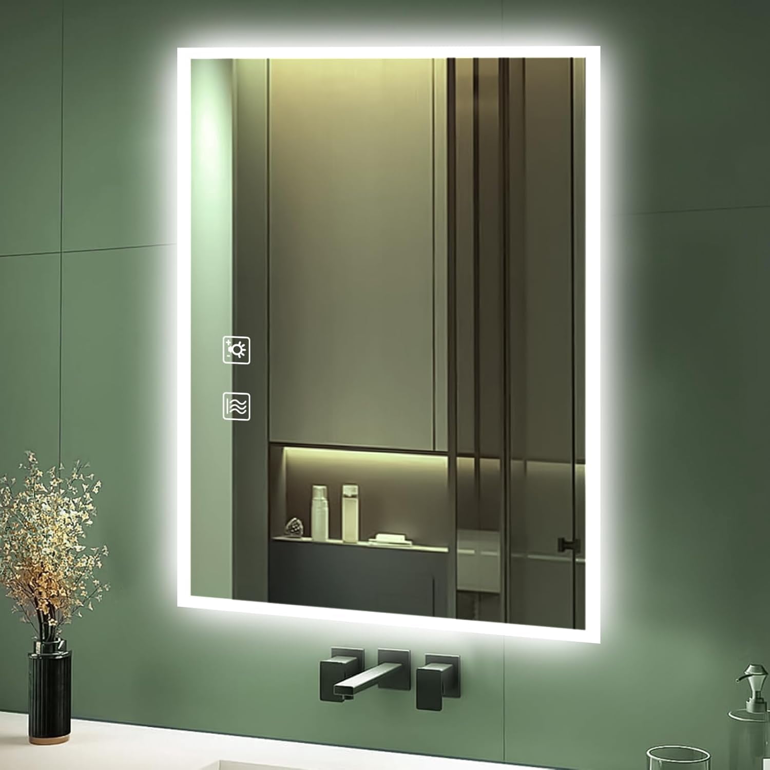 32"x24" Light Up Bathroom Mirror - 3 Colour Temperature Dimmable, LED ...