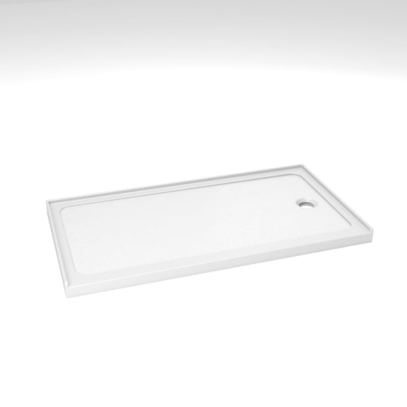32"x60" Shower Base, White, Right Drain, 3-Wall Alcove