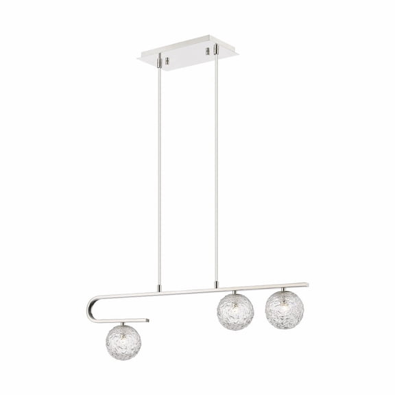320-3I-PN-G320-5CL-PN Innovations Lighting Barrington - 3 Light Cord Hung Island-9 Inch Tall and 31.5 Inch Wide-Polished Nickel Finish